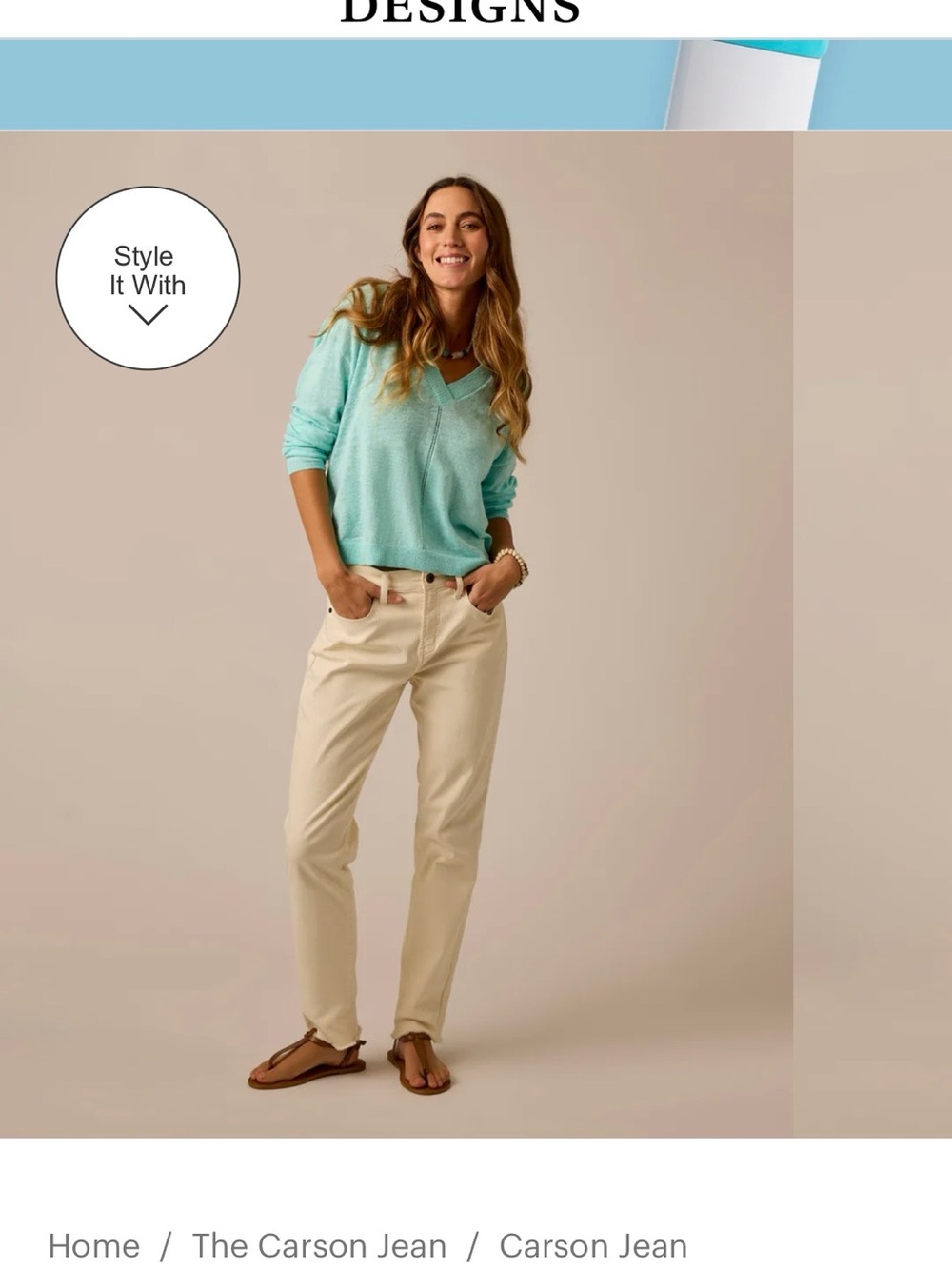 Carve Designs Women's Cream Straight-Leg Jeans
